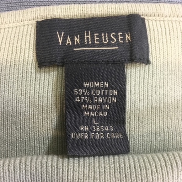 Van Heusen Mint Green & Ivory 3/4 Sleeve Sweater - Picture 4 of 4